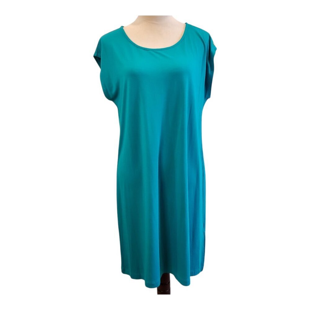 NEW C&C California SZ L Teal Soft Rayon Stretch Knit Relaxed-Fit Casual Dress
